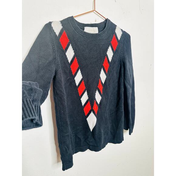 VICTOR GLEMAUD Black Red White Candy Detail Cotton Cashmere V Front Sweater S - Picture 8 of 15